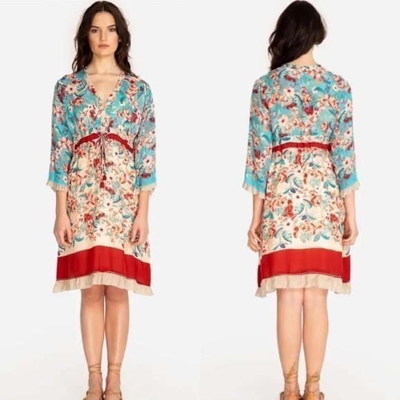 Johnny Was Dresses & Skirts - Johnny Was long sleeves floral adjustable waist tie button front closure dress